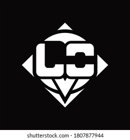 LO Logo monogram with circle shape and square rotate rounded design template on black background
