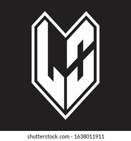 LO Logo monogram with emblem line style isolated on black background