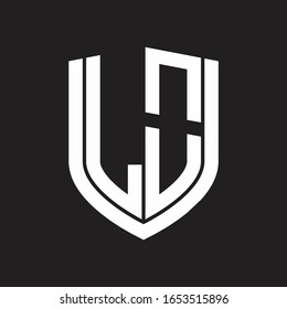 LO Logo monogram with emblem shield design isolated on black background