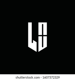 LO logo monogram with emblem style isolated on black background
