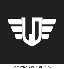 LO Logo monogram with emblem and wings element design template