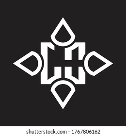 LO Logo monogram with four cone rounded by the shape design template