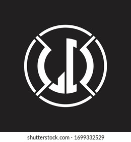 LO Logo monogram with four part circle slash rounded design template