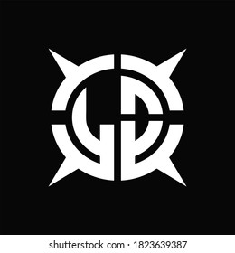LO Logo monogram with four pieces circle slice design template on Black Background