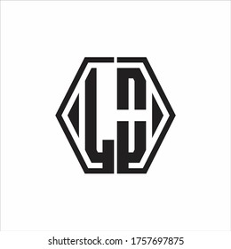 LO Logo monogram with hexagon line rounded design template on white background