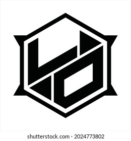 LO Logo monogram with hexagon and sharp shape design template