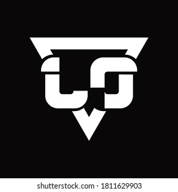 LO Logo monogram with triangle shape rounded design template on black background