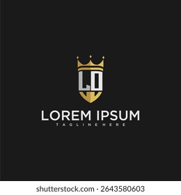 LO luxury letter monogram for crown and shield logo design