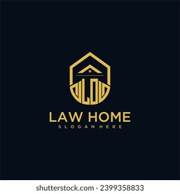 LO monogram initial logo for lawhome with shape home design