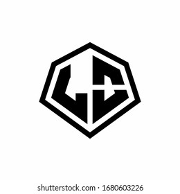 LO monogram logo with hexagon shape and line rounded style design template isolated on white background