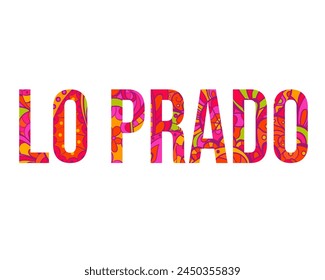 Lo Prado creative name design filled with colorful doodle pattern