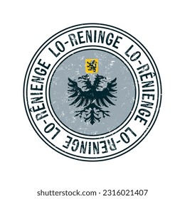 Lo Reninge, Belgium city vector grunge rubber stamp over white background