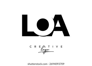 Logo creativo minimalista de espacio negativo LOA con monograma moderno para marca y logotipo de marca comercial con letras iniciales Diseño de logotipo para marca.