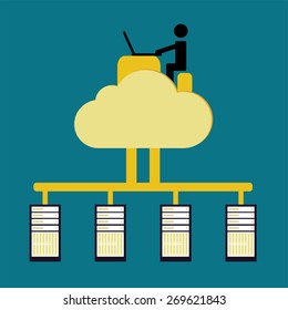 Load Balance Concept With Public Cloud And User Vintage Color