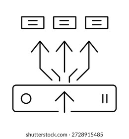 Icono del equilibrador de carga que ilustra la distribución del tráfico y la alta disponibilidad.