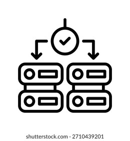 Load Balancer Line Icon, Outline Symbol for Traffic Distribution, Server Stability, Network Scaling, Resource Optimization, and Connection Management. Vector Sign Icon.