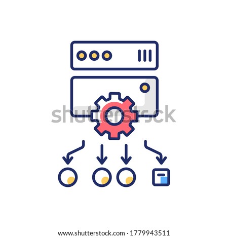 Load balancing RGB color icon. Internet resource efficiency optimization, user request management. Reverse server data distribution. Isolated vector illustration