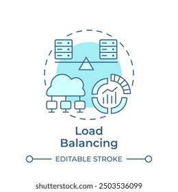 Load balancing soft blue concept icon. Network traffic, monitoring tools. Cloud optimization. Round shape line illustration. Abstract idea. Graphic design. Easy to use in infographic, presentation