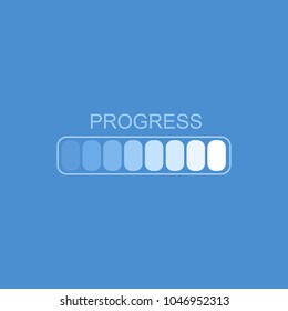 Load bar for mobile apps on blue background. Yellow radial load, update or download diagram icon of progress bar, flat design.