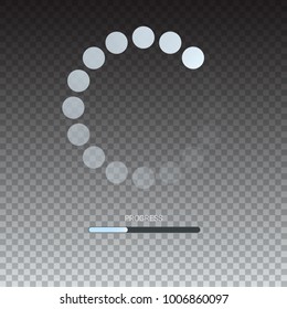 Load bar for mobile apps, web preloader. Radial load, update or download diagram icon of progress bar, minimal flat design on trasparent background.