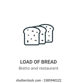Load of bread outline vector icon. Thin line black load of bread icon, flat vector simple element illustration from editable bistro and restaurant concept isolated on white background