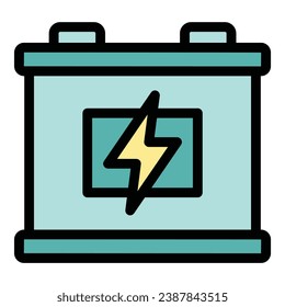 Load car battery icon outline vector. Electric energy. Low alkaline color flat