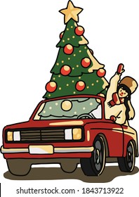 cargar un coche con árboles de Navidad