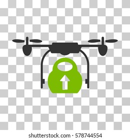 Load Cargo Drone icon. Vector illustration style is flat iconic bicolor symbol, eco green and gray colors, transparent background. Designed for web and software interfaces.