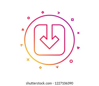 Load document line icon. Download arrowhead symbol. Direction or pointer sign. Gradient pattern line button. Load document icon design. Geometric shapes. Vector