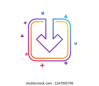 Load document line icon. Download arrowhead symbol. Direction or pointer sign. Gradient line button. Load document icon design. Colorful geometric shapes. Vector