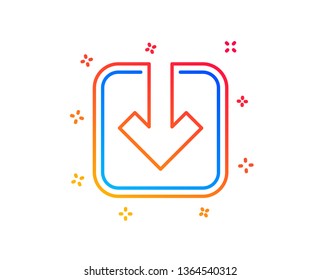 Load document line icon. Download arrowhead symbol. Direction or pointer sign. Gradient design elements. Linear load document icon. Random shapes. Vector