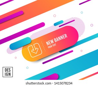 Load document line icon. Download arrowhead symbol. Direction or pointer sign. Diagonal abstract banner. Linear load document icon. Geometric line shapes. Vector