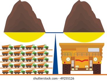 Load dump truck is a few normal trucks.