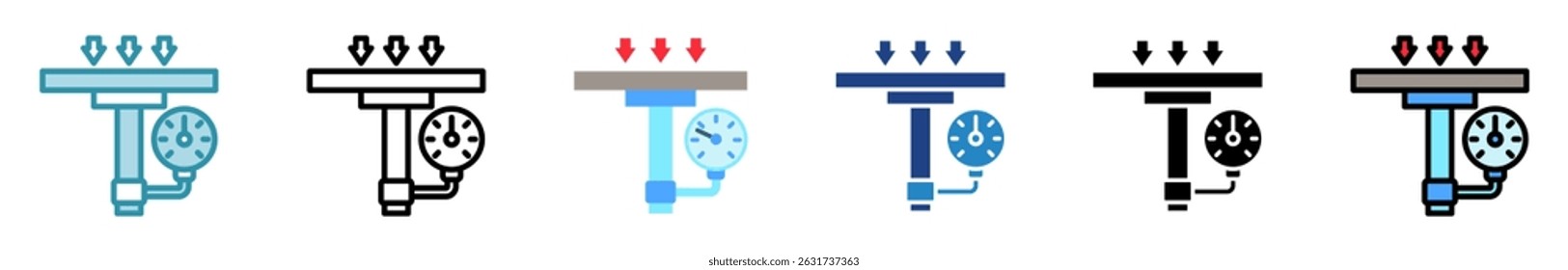 Carregar bitola multi estilo, mini ilustração ícone conjunto. contorno, plano, glifo, cor da linha. vetor para IU, UX, aplicativo, web, digital ou impressão, relacionado à indústria, construção, engenharia civil.