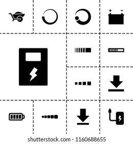 Load icon. collection of 13 load filled icons such as wheelbarrow, battery, loading. editable load icons for web and mobile.