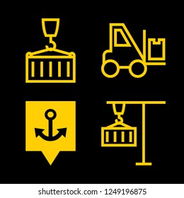 load icon set about crane, port location and forklift vector set