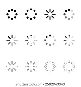 Load icon set Loading circle symbol Progress button sign Download bar concept isolated illustration in vector flat, Set Loading icons Load load icons White background Vector icon.
