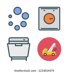 load icon set. vector set about dishwasher, crane and loading icons set.