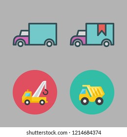 load icon set. vector set about crane, cargo truck and dump truck icons set.