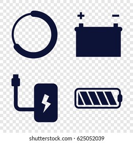 Load icons set. set of 4 load filled icons such as battery