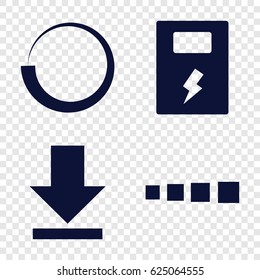 Load icons set. set of 4 load filled icons such as download, battery