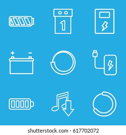 Load icons set. set of 9 load outline icons such as baterry, battery, washing machine on sale, loading