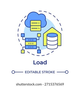 Load multi color concept icon. Cloud computing, database infrastructure. Network connectivity. Round shape line illustration. Abstract idea. Graphic design. Easy to use in infographic, presentation