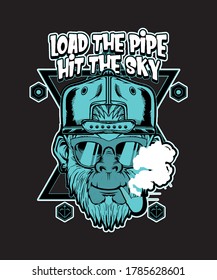 Load the pipe hit the sky vector t-shirt design