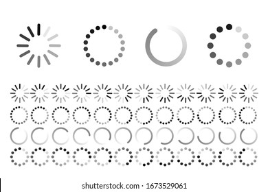 load progress circle bar symbol set vector isolated