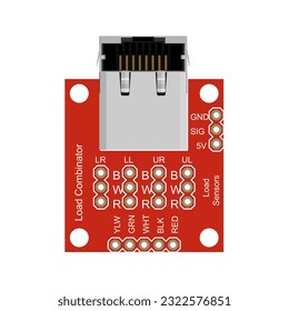 Load Sensor Combinator Circuit Board Vector Illustration: An illustrative representation of a circuit board designed for combining and processing load sensor data
