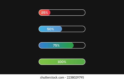 Load sign vector illustration.
Progress loading bar. progress visualization web design elements on background.
Download progress stock illustration.