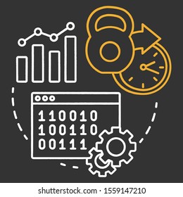 Load testing chalk concept icon. Software development stage idea thin line illustration. System perfomance at different conditions. Non-functional testing idea. Vector isolated chalkboard illustration