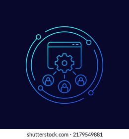 load testing icon, multiple users accessing service, linear design