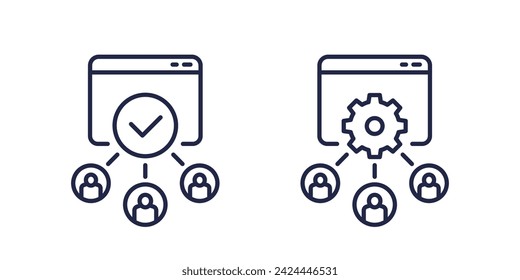 load testing icon, multiple users accessing service line vector